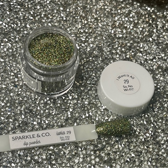 Sparkle & Co Green Holographic Glitter Nail Dip Powder IWIA 29 So No Wifi - Picture 8 of 8